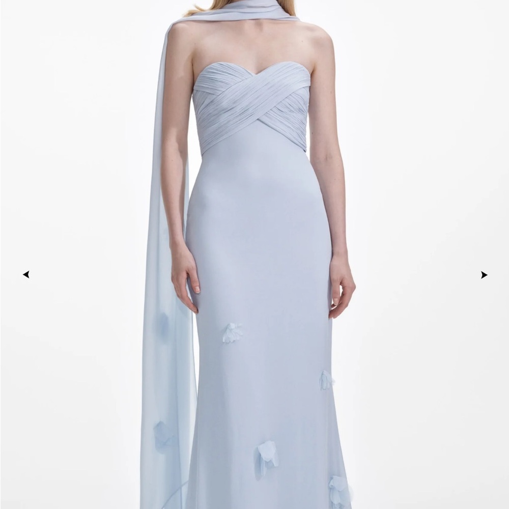 Self portrait blue georgette maxi dress